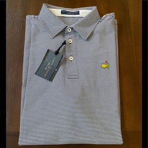 NWT Masters Clubhouse Collection Navy Blue and White Polo